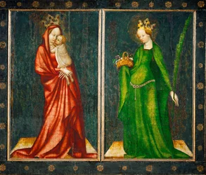 Two Outer Panels of an Altar, Left Madonna, Right Saint Dorothea