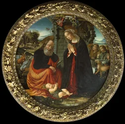 The Nativity, with Mary and Joseph on the Way to Bethlehem, the Annunciation to the Shepherds and the Arrival of the Shepherds