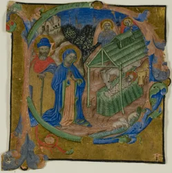 The Nativity in a Historiated Initial "P" from a Choir Book