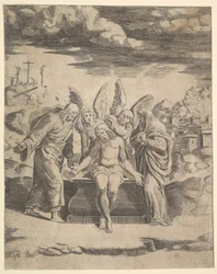 Christ seated on the tomb supported by angels, 1530-60