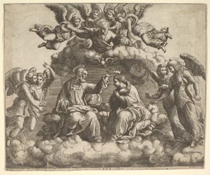 The Coronation of the Virgin, Christ Holding the Crown Over Her Head, God the Father Blessing
