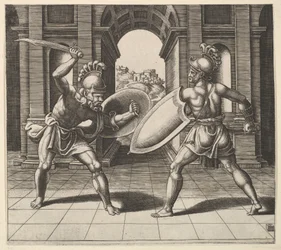 Two Gladiators Fighting in Front of an Arch, 1530-60