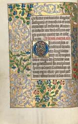 Book of Hours Use of Rouen: Large Initial O with Elaborate Border