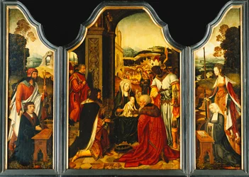 Triptych: Adoration of the Magi, with St. James Presenting the Donor and St. Catherine of Alexandria Presenting the Donor