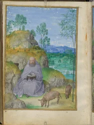 Saint Anthony Abbot in the Desert, Miniature from the Emerson-White Hours