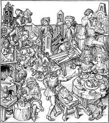 Mercury and His Children. Illustration from the Housebook