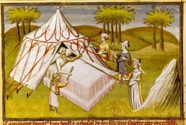 Genghis Khan on His Deathbed Giving His Last Recommendations to His Sons, c.1410 (Miniature)