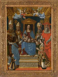 Madonna Enthroned with Child, Doctors of the Church and the Family of Ludovico the Moor