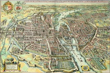 Plan of Paris in 1615. Engraving by Mathieu Merian