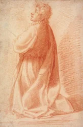 Young Man Kneeling in Profile to the Left