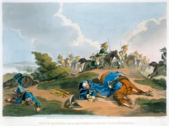 Prince Blucher under his Horse at the Battle of Waterloo