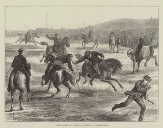 Officers Playing Polo (Hockey on Horseback) on Woolwich-Common