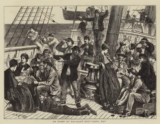 On Board an Emigrant Ship, Land, Ho!