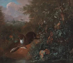 A Forest Still Life with an Otter and Two Fish, c.1650-1700