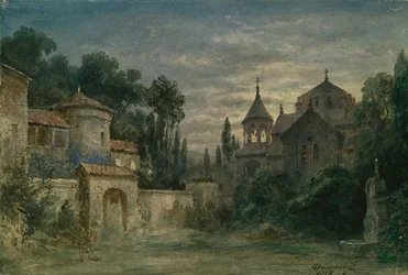 Stage design for the opera The Force of Destiny by G. Verdi, 1875