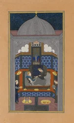 Bahram Gur and the Indian Princess in the Dark Palace on Saturday, Folio 23v