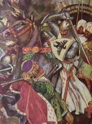 Turn, False Hearted Templar! Let Go Her Whom Thou Art Unworthy to Touch!, illustration from 