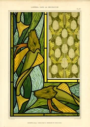 Art Nouveau Compositions with Fish and Dragonflies