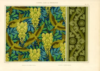 Birds with Wisteria and Lizards with Ivy