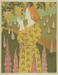 Cytises and Digitales - Woman with Wisteria and Foxgloves