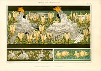 Decorative Friezes with Cockatoos, Magnolias and Mice