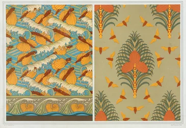 Designs for Wallpaper Flying Fish and Waves, pub. 1897