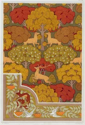 Designs for Wallpaper and Wallpaper Border Deer in the Trees