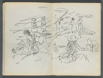 Sketchbook, The Dells, No. 127, page 100 & 101: Figures on a Beach