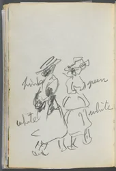 Sketchbook: The Dells, No. 127, Two Figures Walking with Color Notations (page 144)