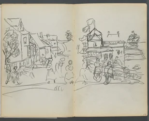 Sketchbook, The Dells: Village with Houses and Road