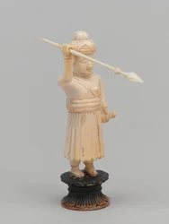 Black pawn, chess piece, India, 1820 circa