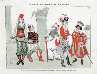 Illustration of Maurice Radiguet in Mode in Germany, ca. 1915 - New German modes - War of 14-18, Germany Prussia, Turkey, Fashion, Triplice - Women