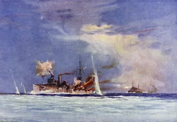 HMAS Sydney Attacking the German Cruiser Emden, Battle of Cocos, 9 November 1914