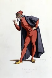 Costume and theatre character: Pantalone (in French Pantalone, doctor), from “Masques et bouffons” (Italian comedy: Commedia dell