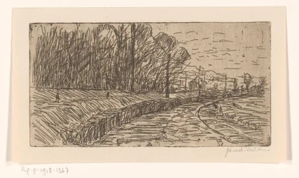 Landscape with Road, Forest Edge, and Power Poles