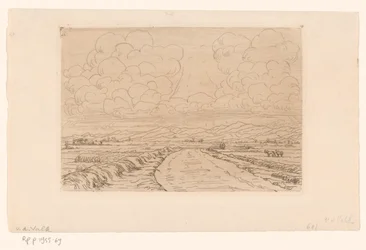 Country Road Through Landscape with Hills on the Horizon