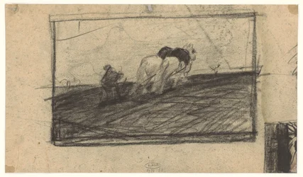Sketch of Plowing Horses