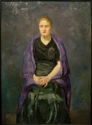 Portrait of Minna Beckmann-Tube with Violet Scarf