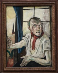 Self Portrait with Red Scarf