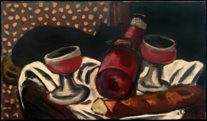 Still Life with Wine Glasses and Cat