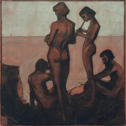 Four Young Men by the Sea (Young Men by the Sea – Four Male Figures by the Sea)