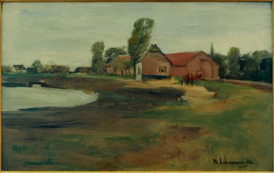 Village Street in Militsch (Landscape with Pond)