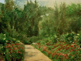 Garden Beds with Path and Flowers