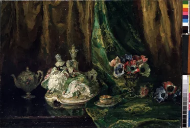 Still life with porcelain and flowers