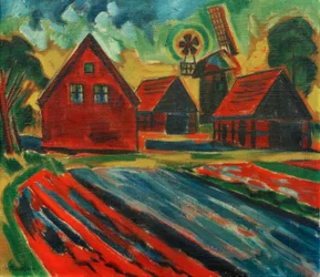 Red Houses with Windmill