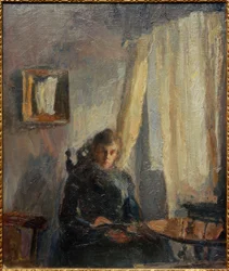 Interior Nini at the Table with Curtain