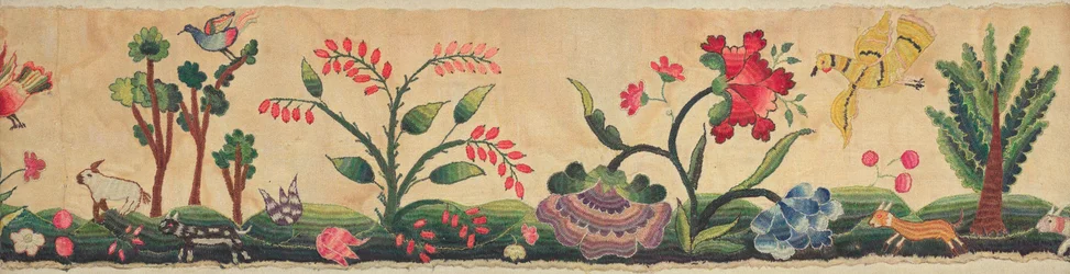 Section of Crewel Embroidery on Border of Petticoat