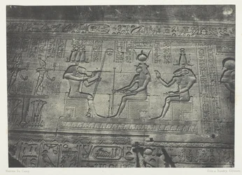 Grand Temple of Dendera (Teutyres), Sculptures of the Rear Facade; Upper Egypt, plate 19 from the album "Egypt, Nubia, Palestine and Syria" (1852)