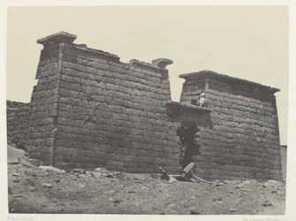 Hemi-Speos of Seboua, Pylons; Nubia, plate 98 from the album "Egypt, Nubia, Palestine and Syria" (1852)