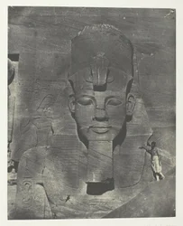 Ibsamboul, Medial Colossus (Buried) of the Speos of Phre Nubia, Palestine and Syria, plate 106 from the album "Egypt, Nubia, Palestine and Syria" (1852)